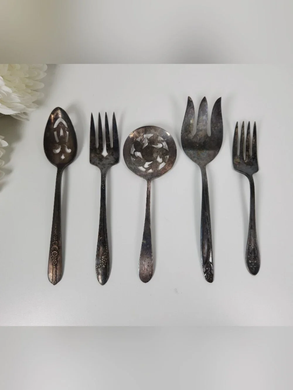 Vintage Silver Plated Serving Utensils Assorted Lot of 5 | Patina | Shabby Chic